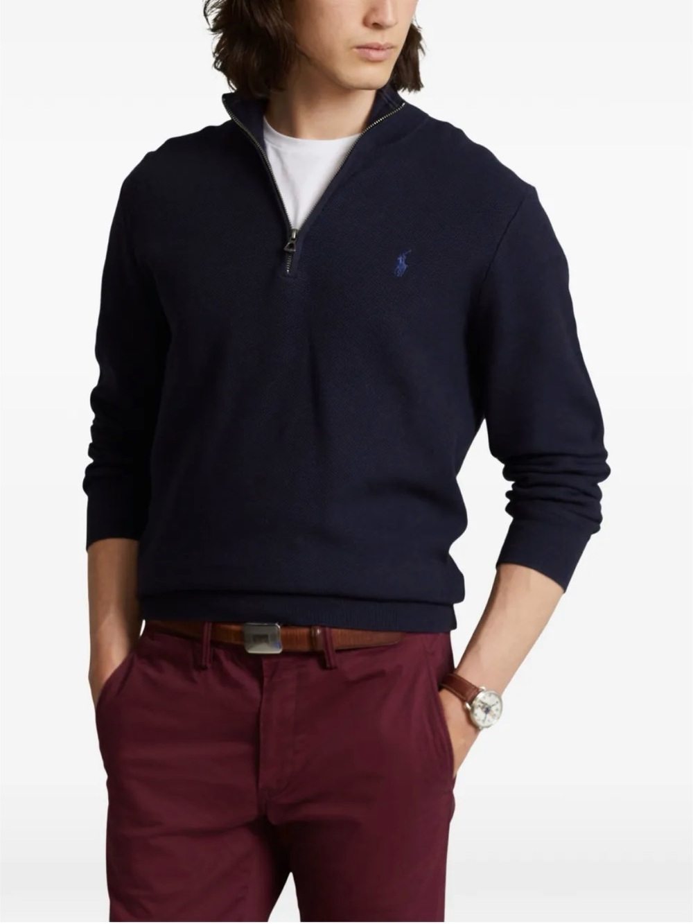Polo Ralph Lauren Half Zip Mock Neck Sweater L Black Cotton Pony
Preppy Classic